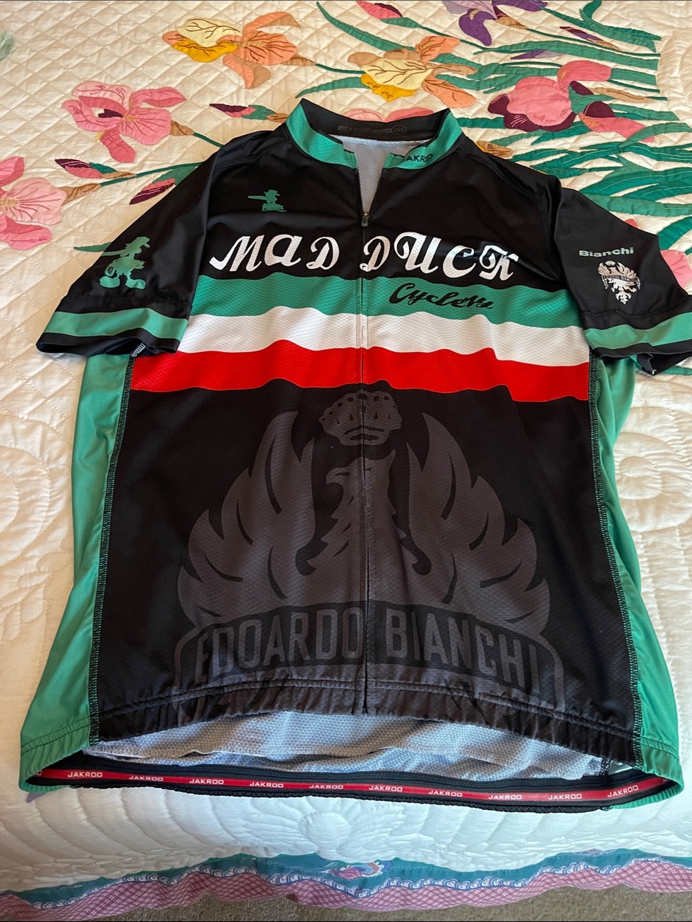 Mad Duck Cyclery Men’s Black & Green Cycling Jersey by